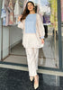 Beige Blue Harmony Co Ord Set
